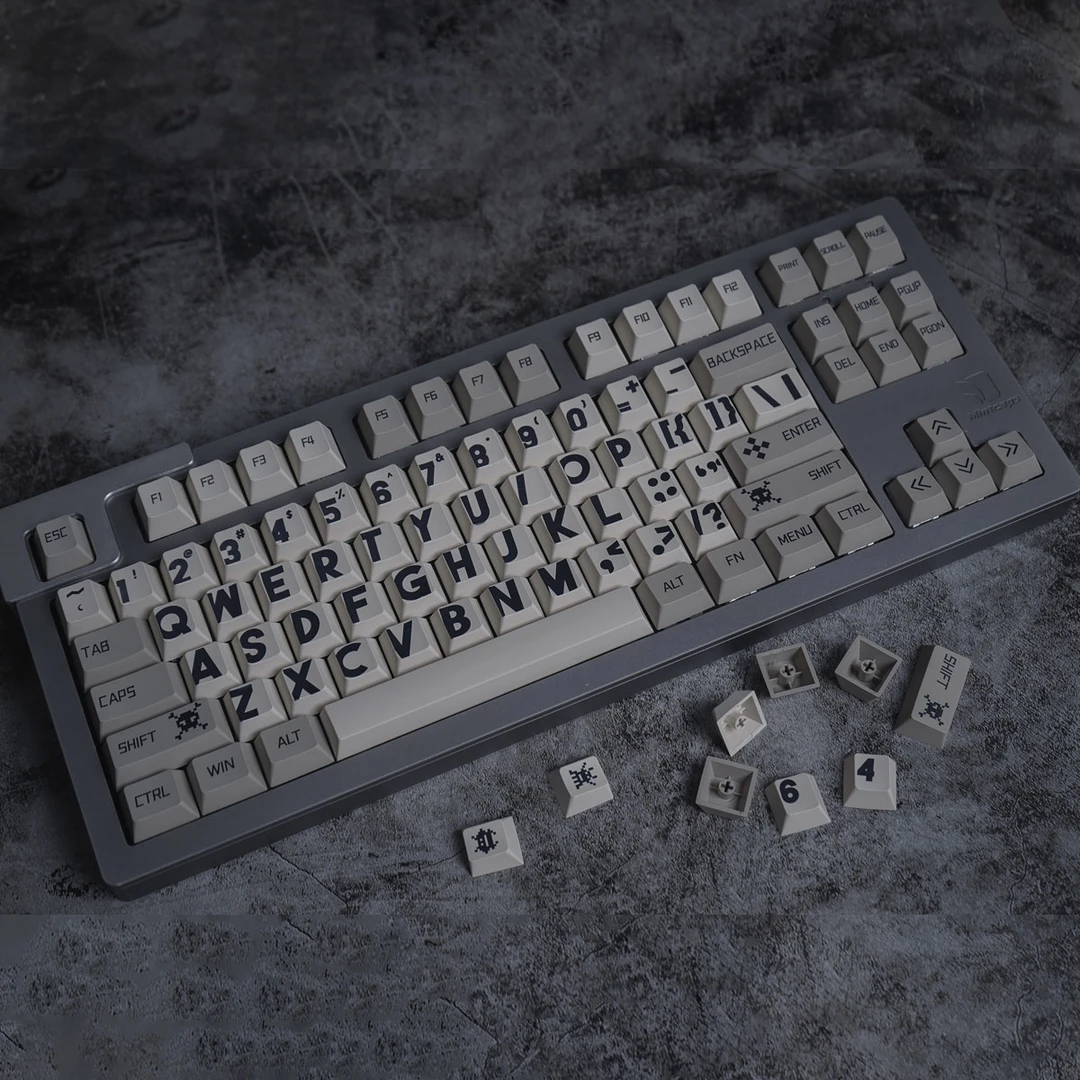 复古黑色大字体机械键盘键帽142键PBT热升华原厂高度适配hi75 vgn