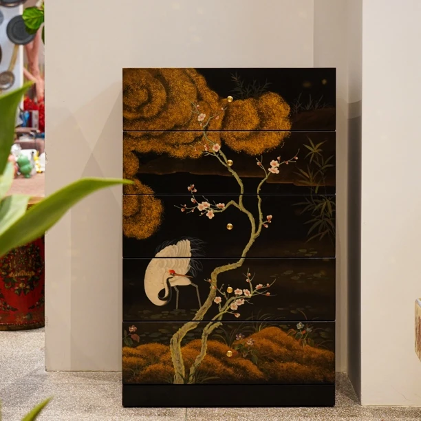 【BENNY本尼家】TS08新中式国风松鹤延年家用卧室置物柜玄关五斗柜