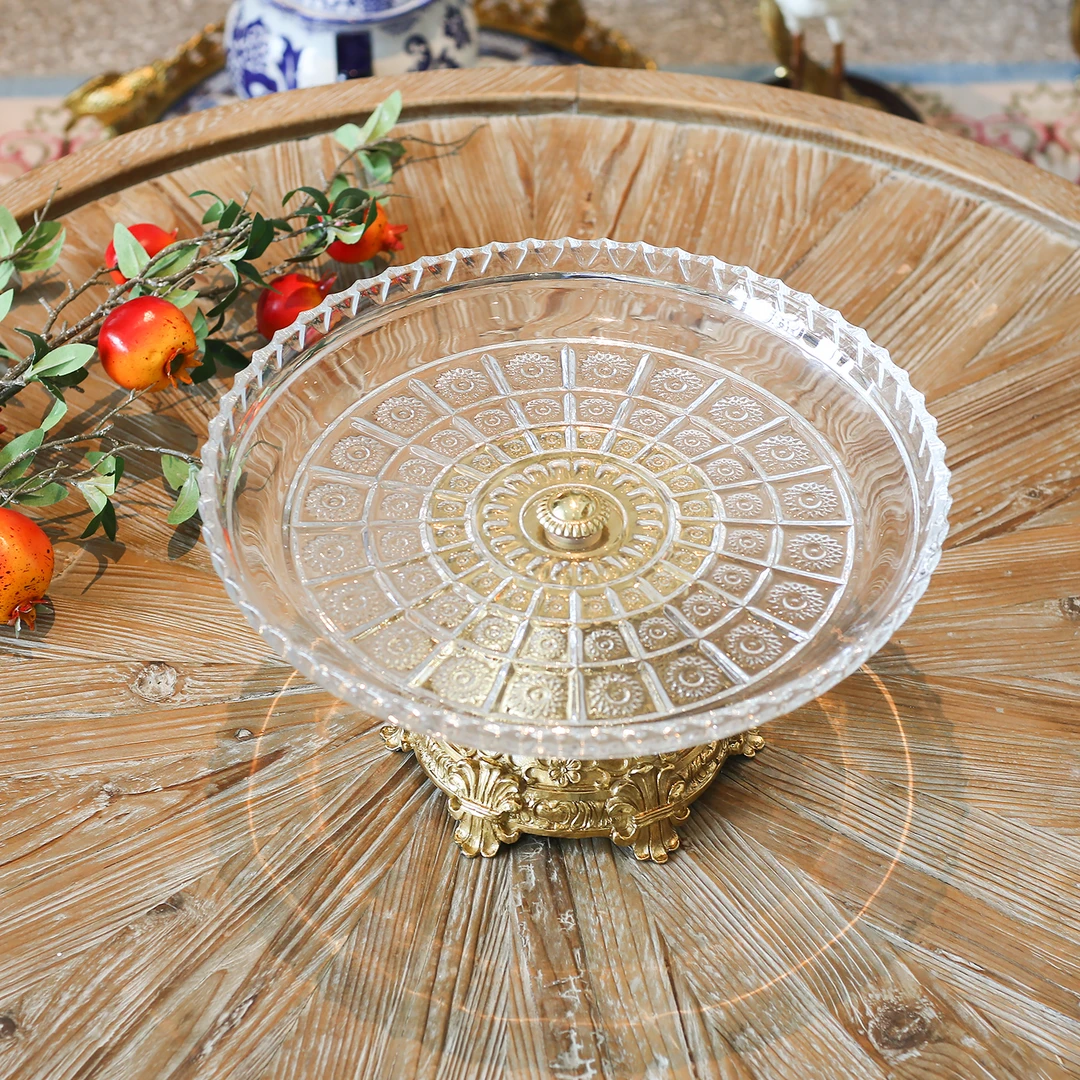 【BENNY本尼家】sj60铜镶水晶玻璃欧式现代圆形装饰桌面摆件