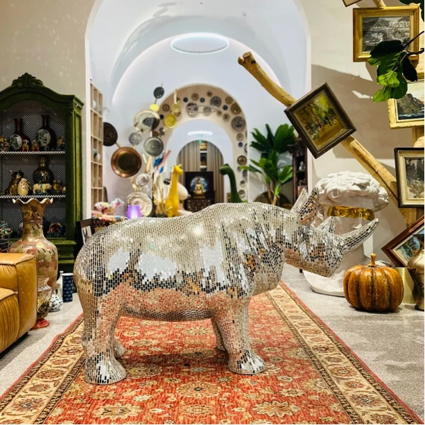 【本尼家】BJ044犀牛马赛克手工贴片设计师款装饰品摆件