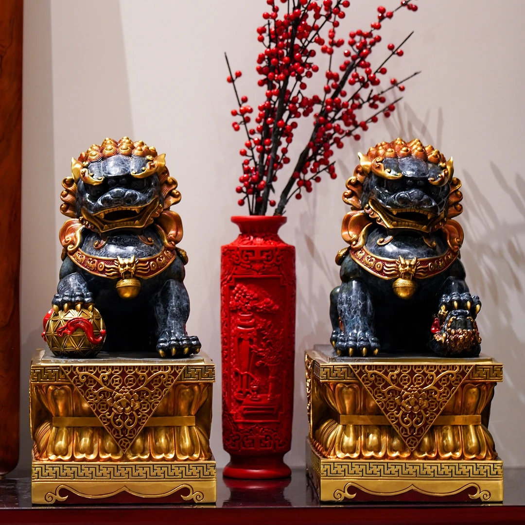【BENNY本尼家】铜狮子摆件一对彩铜北京狮宫门狮客厅公司开业礼