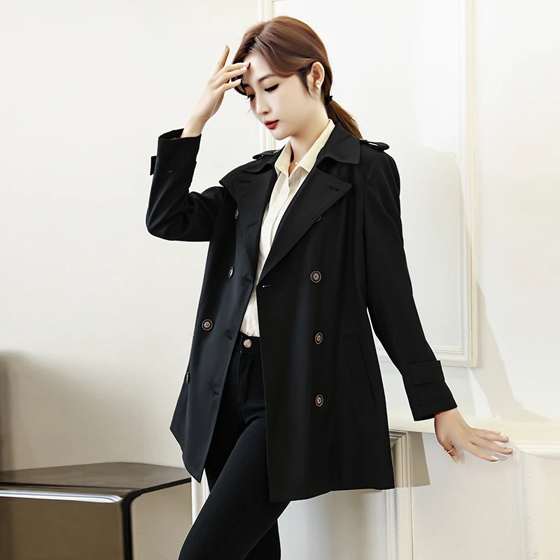 TG【新款折扣】2025高端轻奢女士短款小个子双排扣百搭风衣916