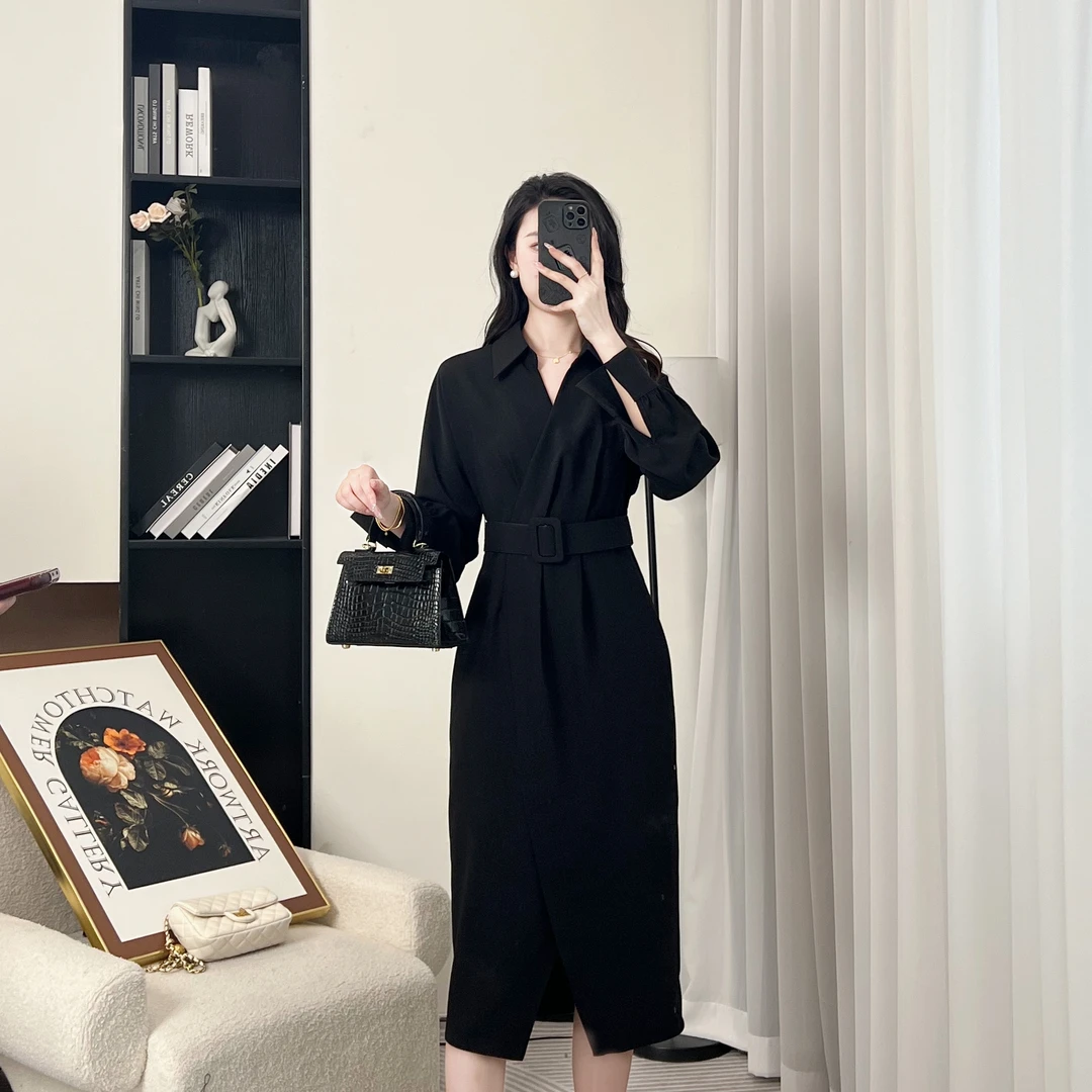 拉夏贝尔25春季气质时尚修身收腰设计感连衣裙现货清仓 1088 BQC