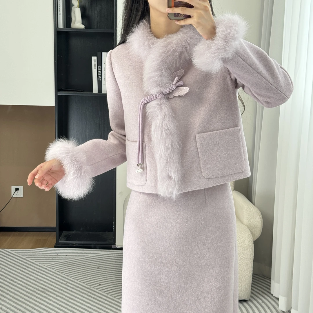 拉夏贝尔25冬季新款气质时尚小香风羽绒外套+半身裙 10197 LHD