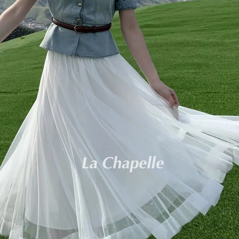 拉夏贝尔25清凉气质百搭显瘦米色中长款半身裙现货清仓 8512 BQC