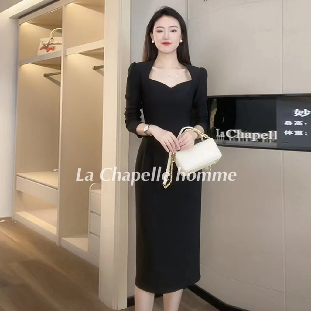 拉夏贝尔/25现货清仓新法式复古风轻奢风收腰显瘦连衣裙 7829 XYZ