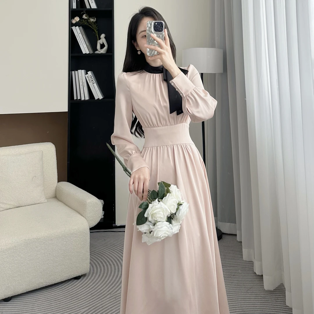 拉夏贝尔24现货初秋新时尚气质收腰百搭打底连衣裙 9710 LHD