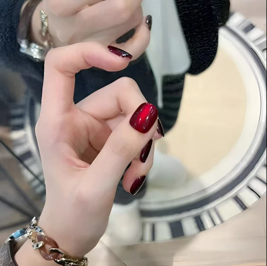 【鸽血红猫眼】红色玻璃珠酒红色新年战甲红色系高级感穿戴甲甲片