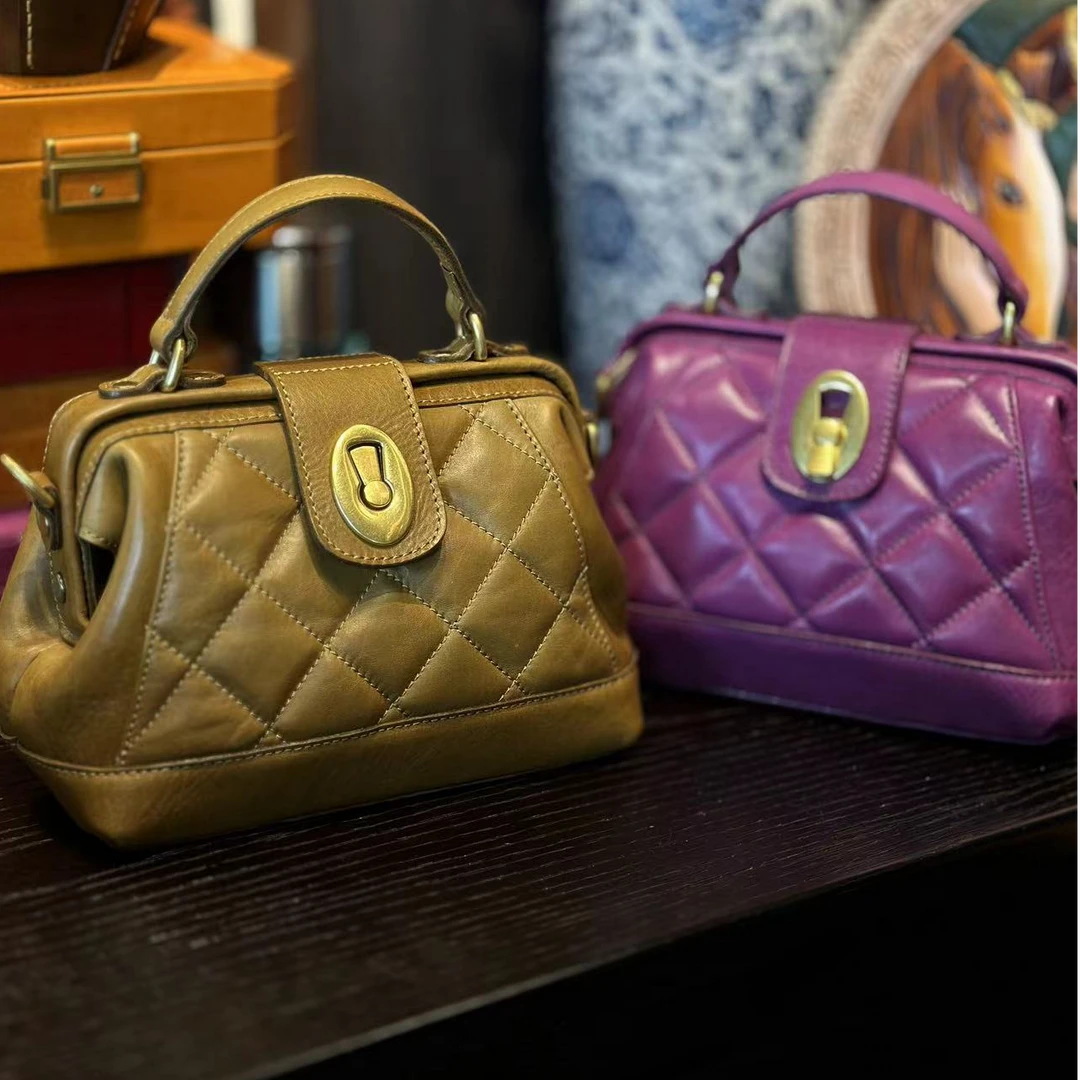 【 小梁师傅 】牛皮手工复古风时尚百搭医生包