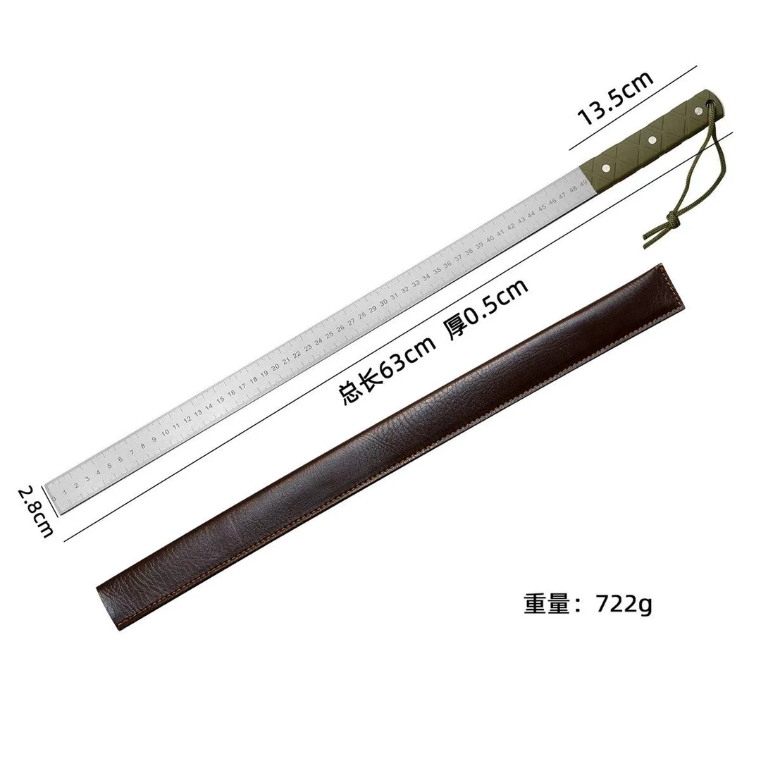 加厚 5mm锰钢淬火钢戒尺测绘镇尺塑料手柄车载防身高硬度直尺工具