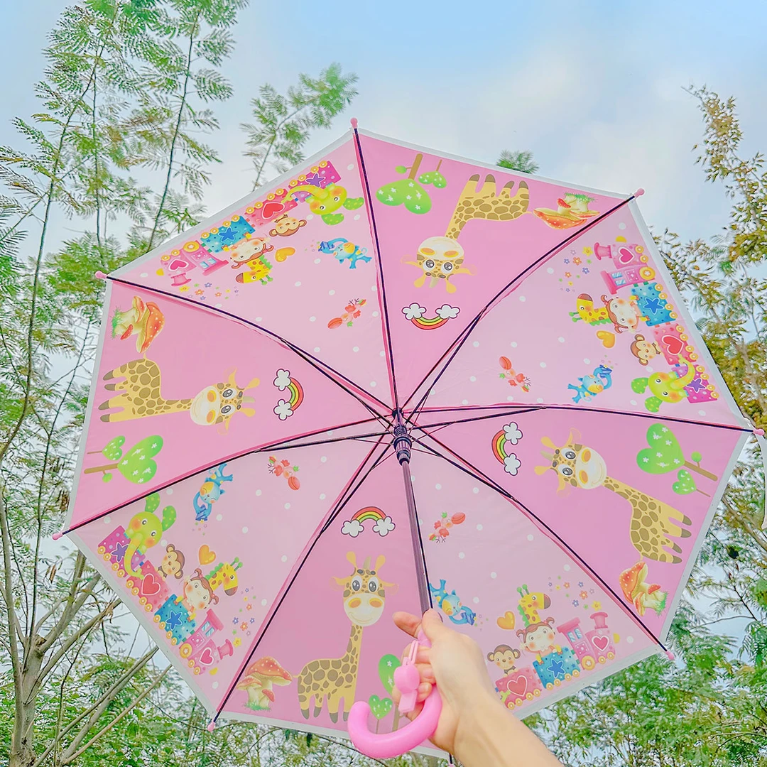 创意卡通长柄半透明雨伞女可爱学生韩版直杆伞晴雨两用磨砂儿童伞