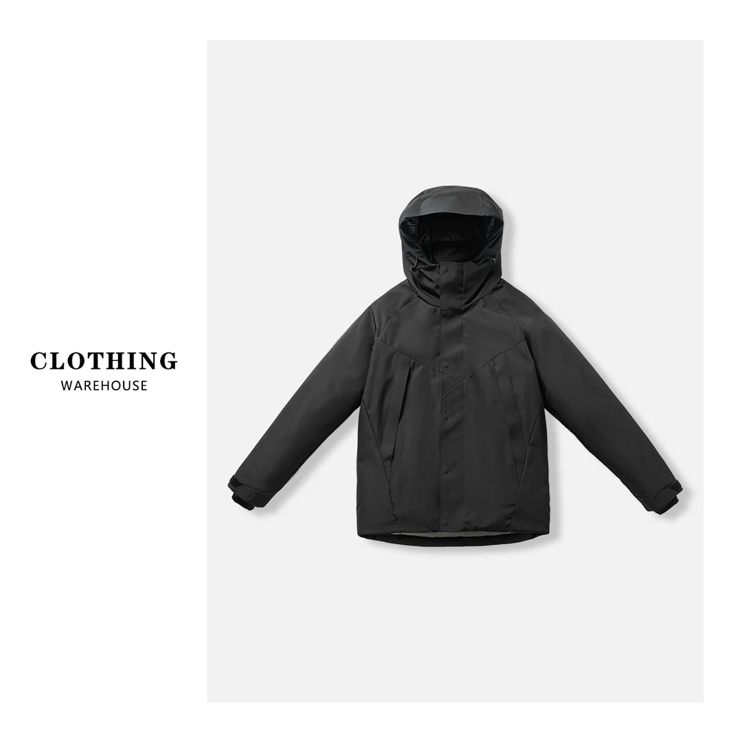 A043 户外三防压胶立体剪裁保暖鸭绒羽绒服23710黑