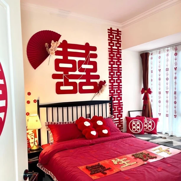 酒店专用婚房布置套装结婚装饰婚礼全套婚房客厅出嫁房间女方卧室