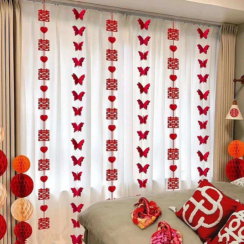 婚房布置套装结婚礼蝴蝶装饰新房卧室客厅男女方拉花窗帘挂件