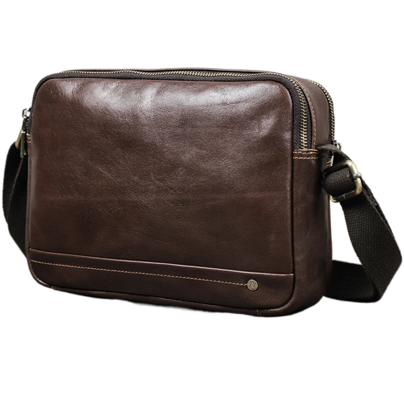 黑天使复古休闲时尚多功能头层牛皮男士斜挎包通用真皮男式单肩包