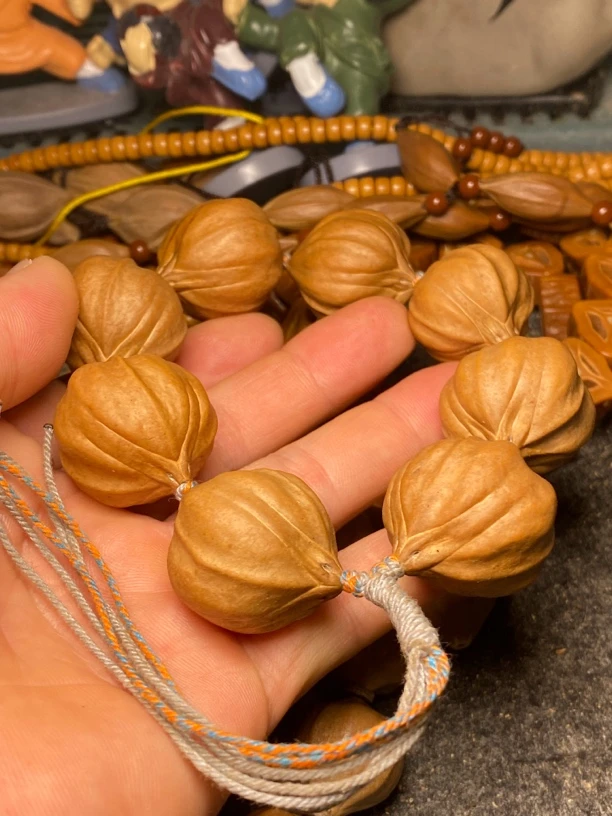 橄榄核铁核原皮正圆手串短圆手持2.6四花