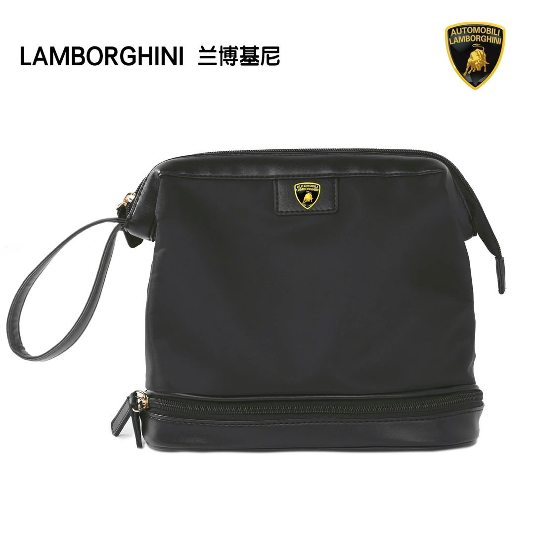 兰博基尼化妆收纳包腰带皮带腰链收纳包男士黑色大号便携抽绳