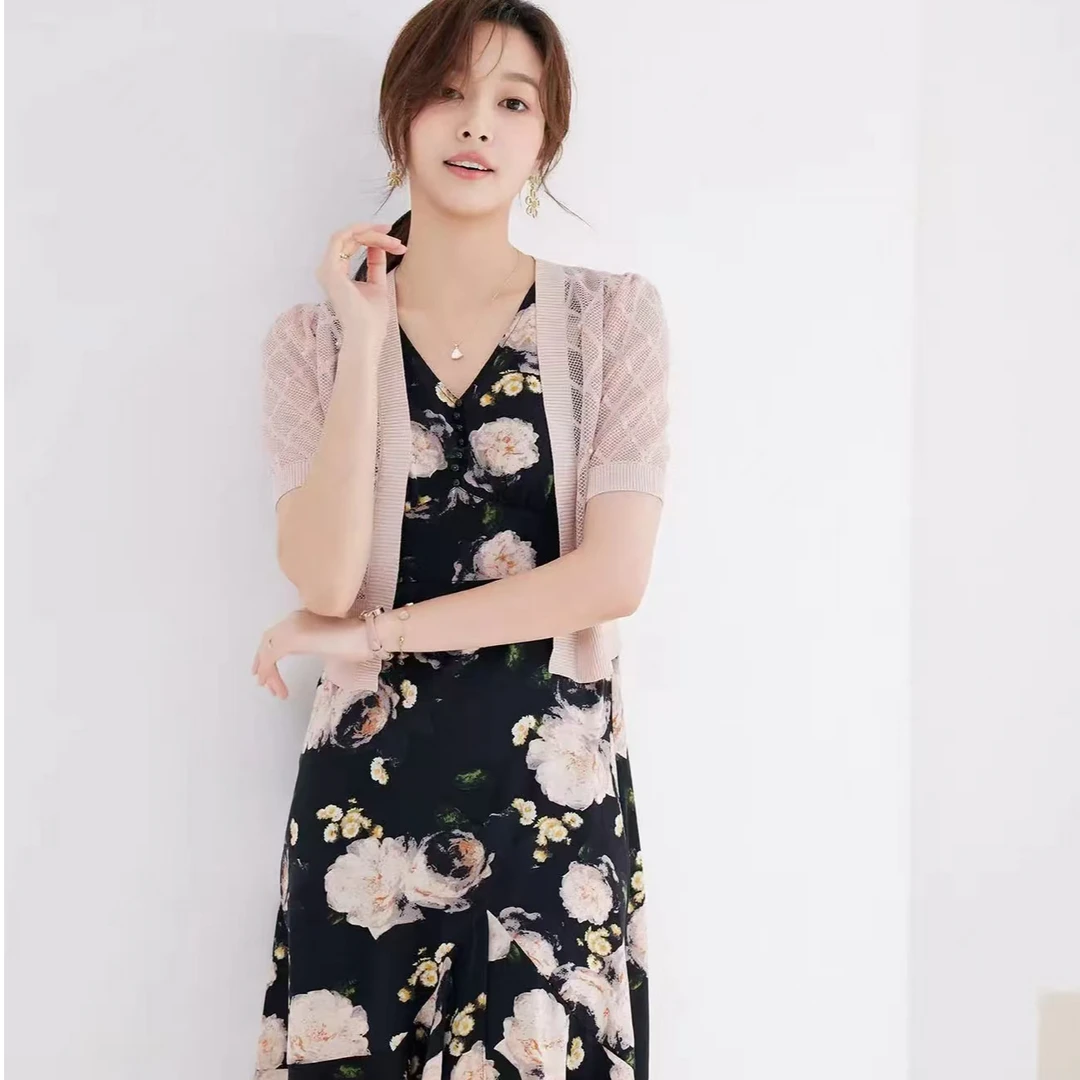 【F664】 夏新款气质时尚显瘦碎花套装连衣裙