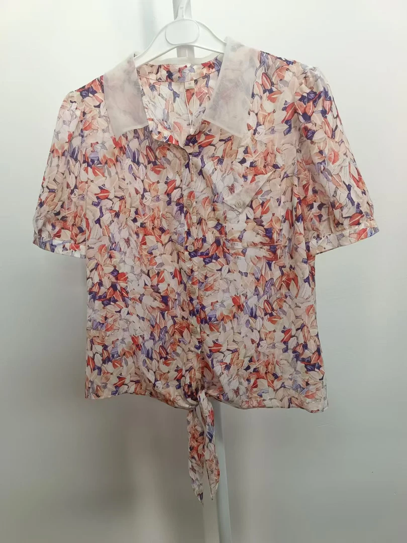 【F358】CA夏季新款碎花复古宽松甜美显瘦气质小清新衬衫上衣