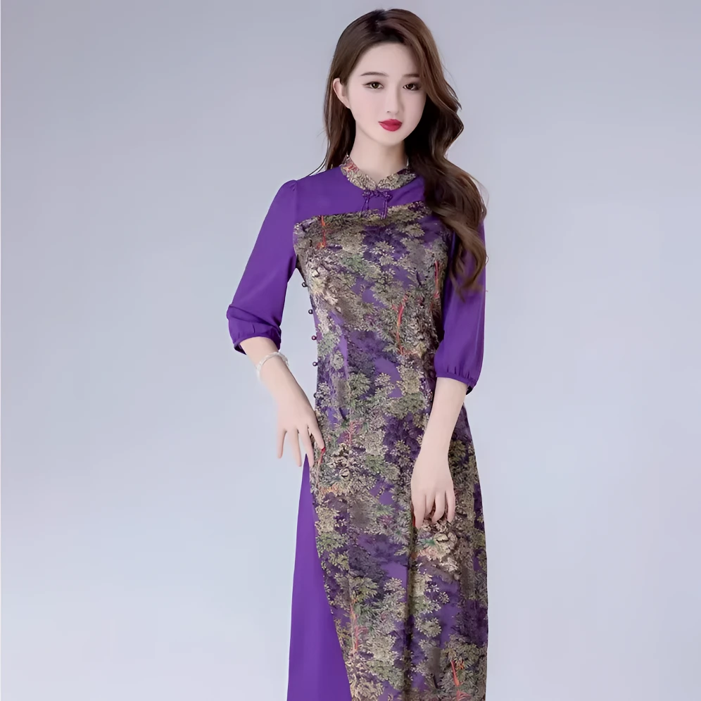 GL5175 GK新款复古时尚气质国风连衣裙