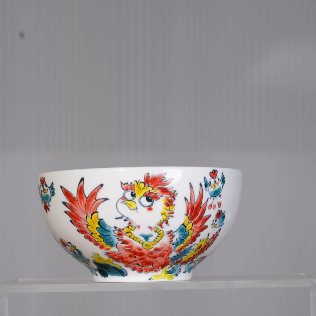 昨明 百鸟朝凤米饭碗景德镇高温釉下彩可微波烤箱洗碗机/