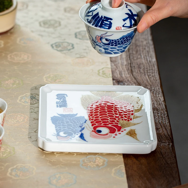 昨明 龙鱼 壶承 多款可选 鸿运当头 纳福 双喜 茶托 茶盘中式创意