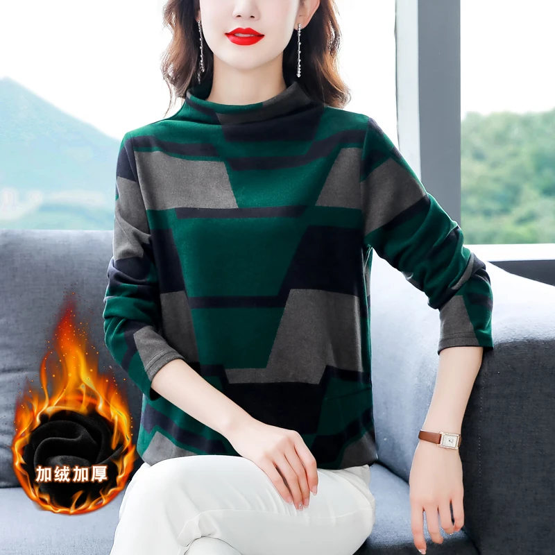 时尚半高领打底衫女春秋2024新款百搭女装洋气内搭保暖长袖t恤