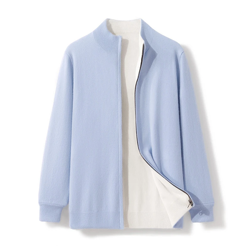 【双面可穿】男士重磅加厚纯羊毛拉链开衫毛衣外套休闲商务针织上衣