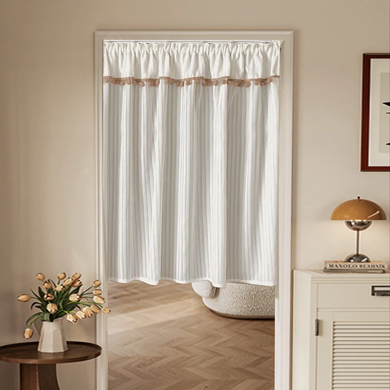 新款简约半帘短帘免打孔轨道式隔断帘家用卧室柜子遮挡帘防尘帘