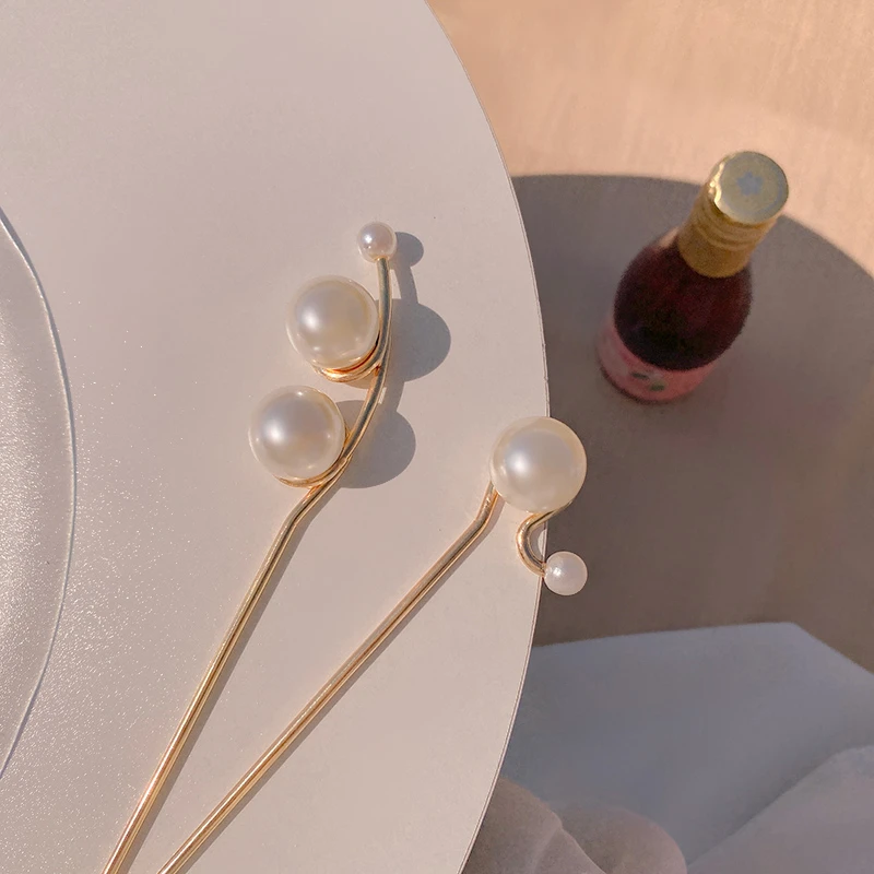 简约日常现代风z珠发簪女夏古风旗袍发钗高级感发饰网红盘发头饰