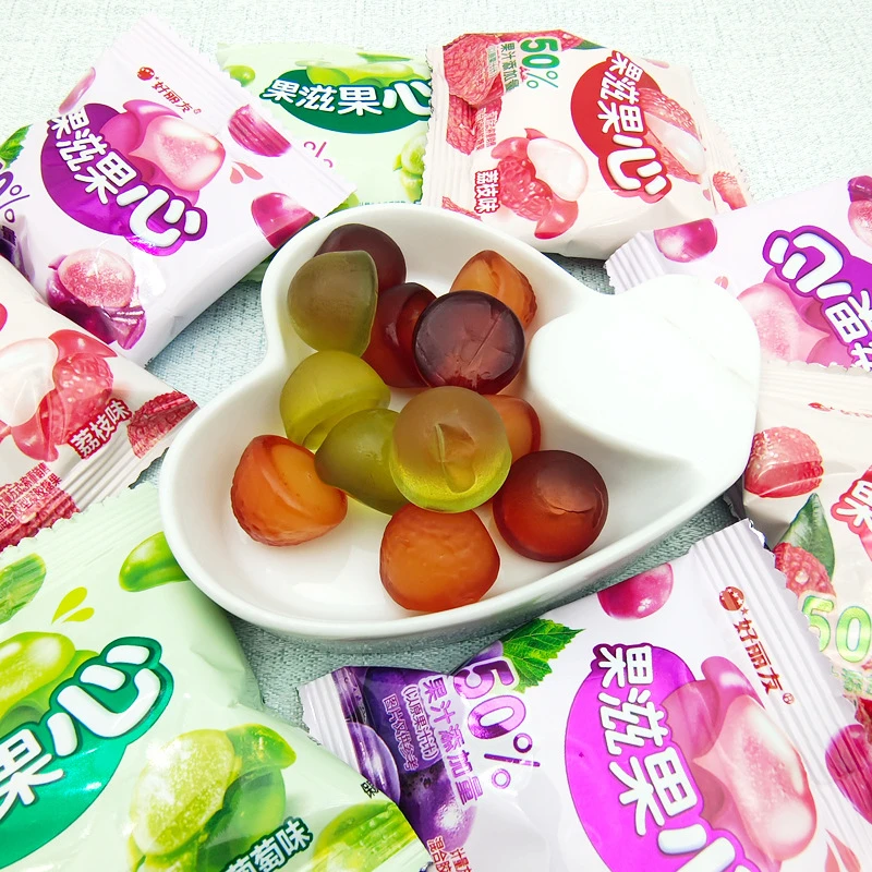 好丽友果滋果心软糖果剥皮水果爆浆扒皮零食品儿童小吃甜而不腻
