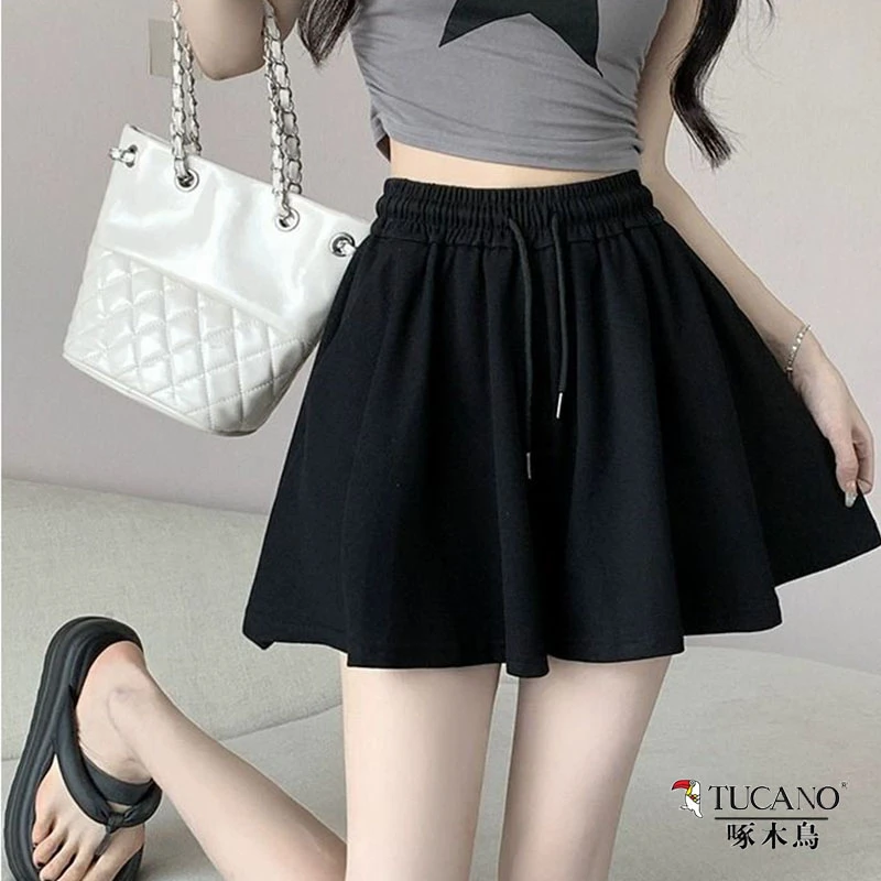 啄木鸟芭蕾风短裤女夏2024新款高腰a字裤阔腿裤裙宽松休闲裤裙子