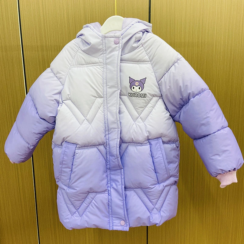 女童库洛米棉服冬装2023新款儿童冬季中长款加厚棉服连帽棉内胆