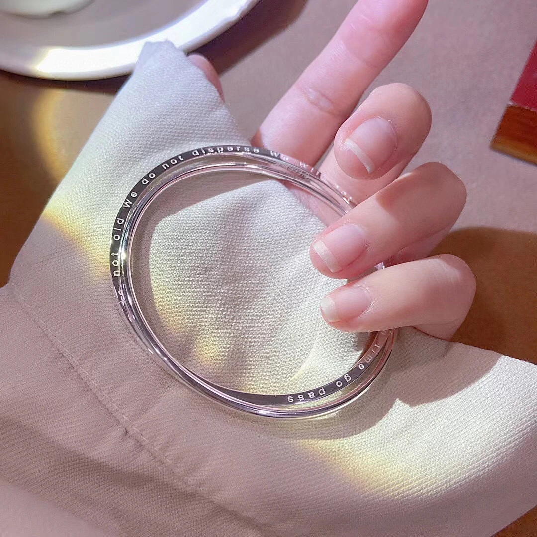 足银手镯 9999纯银双环闭口实心银镯子小众年轻款送女友简约素圈