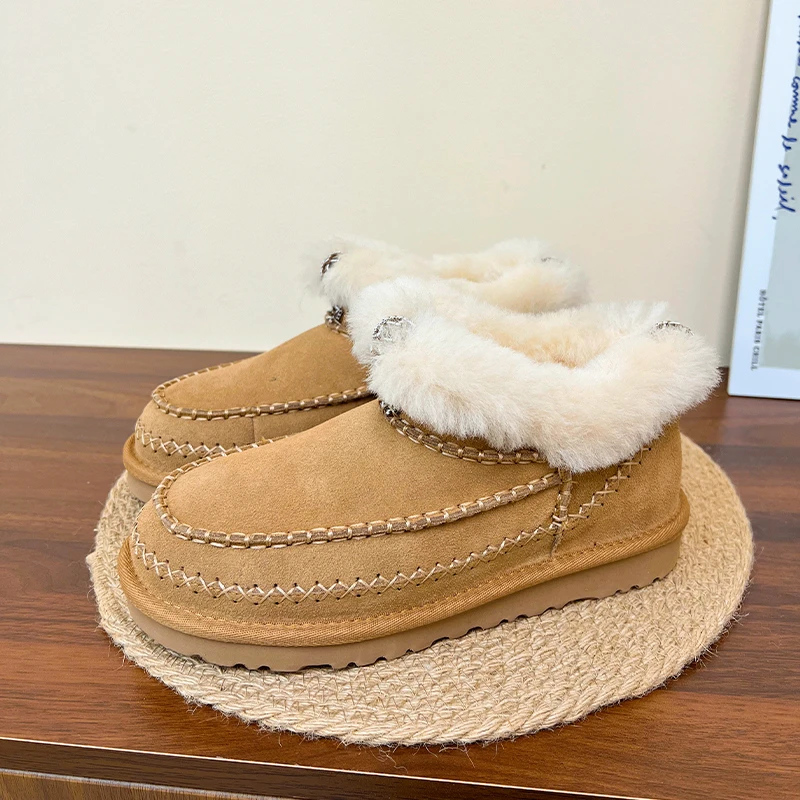 【民族风阿尔派】桑坡2025新款皮毛一体V口阿尔派短筒雪地靴