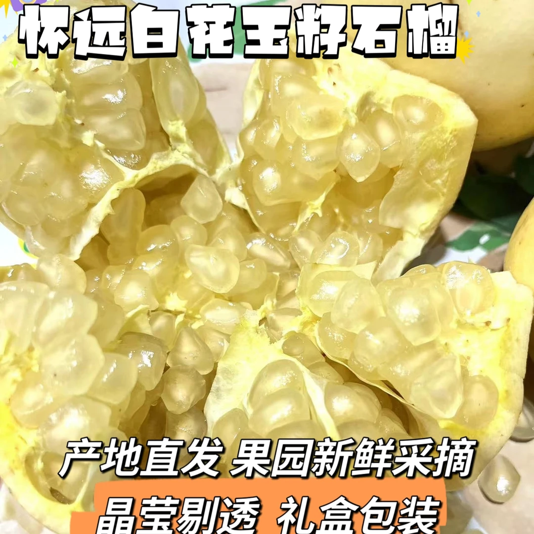 怀远石榴白花玉石籽三白石榴5斤礼盒装滋补新鲜水果非蒙自自会理