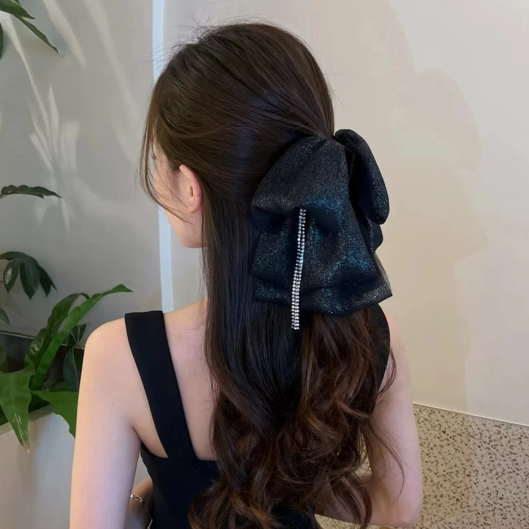 复古百搭闪闪流苏抓夹气质优雅高级感马尾发夹女