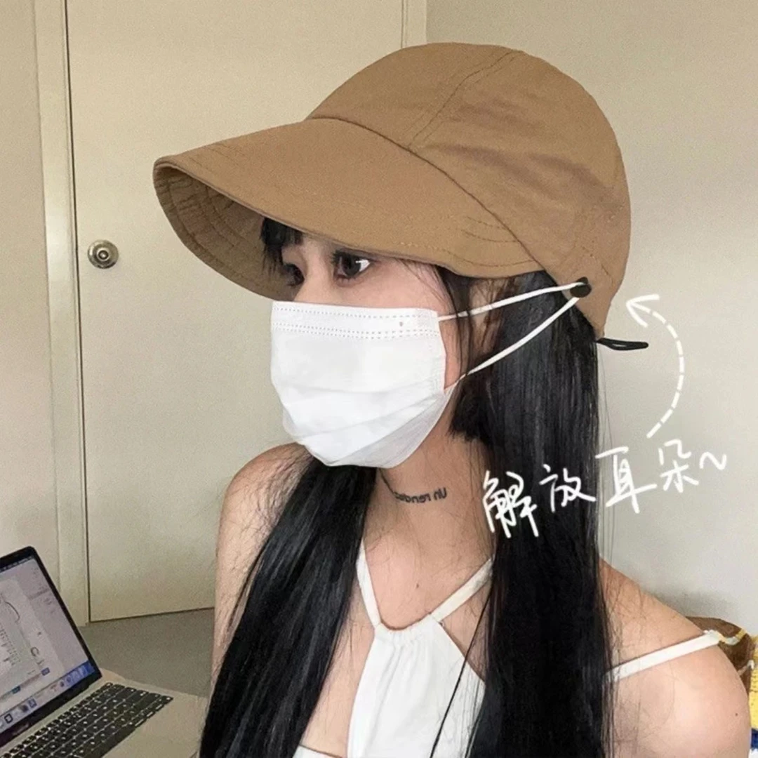 升级版速干面料防晒帽户外休闲遮脸防风遮阳鸭舌帽子素颜渔夫帽女