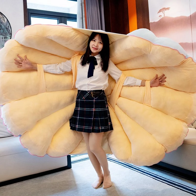 巨型蚌壳抱枕睡袋大贝壳玩偶懒人沙发坐垫毛绒玩具娃娃女生日礼物