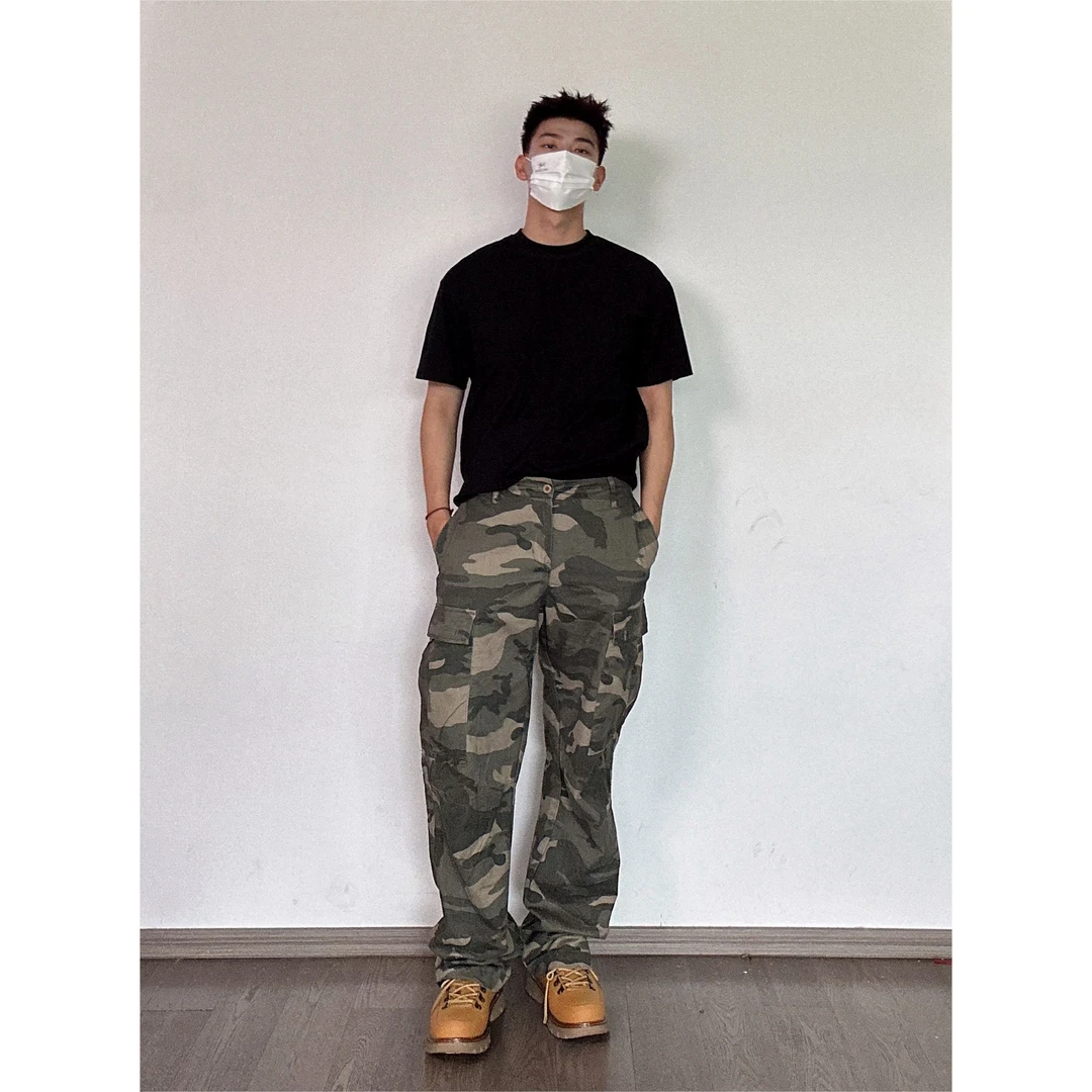 美式休闲迷彩裤复古街头伐木宽松机能工装裤耐磨长裤硬汉男女潮流