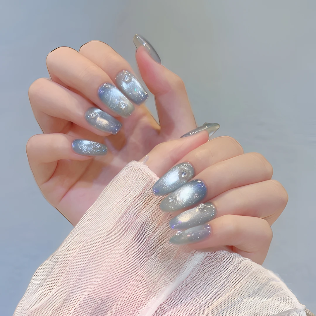 直播专属【星空】设计师款追光猫眼手工穿戴甲可拆卸手指甲美甲贴