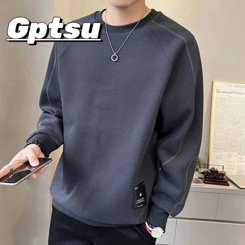 GPTSu男装秋冬新款上衣重磅圆领加绒男士卫衣秋冬长袖宽松打底衫