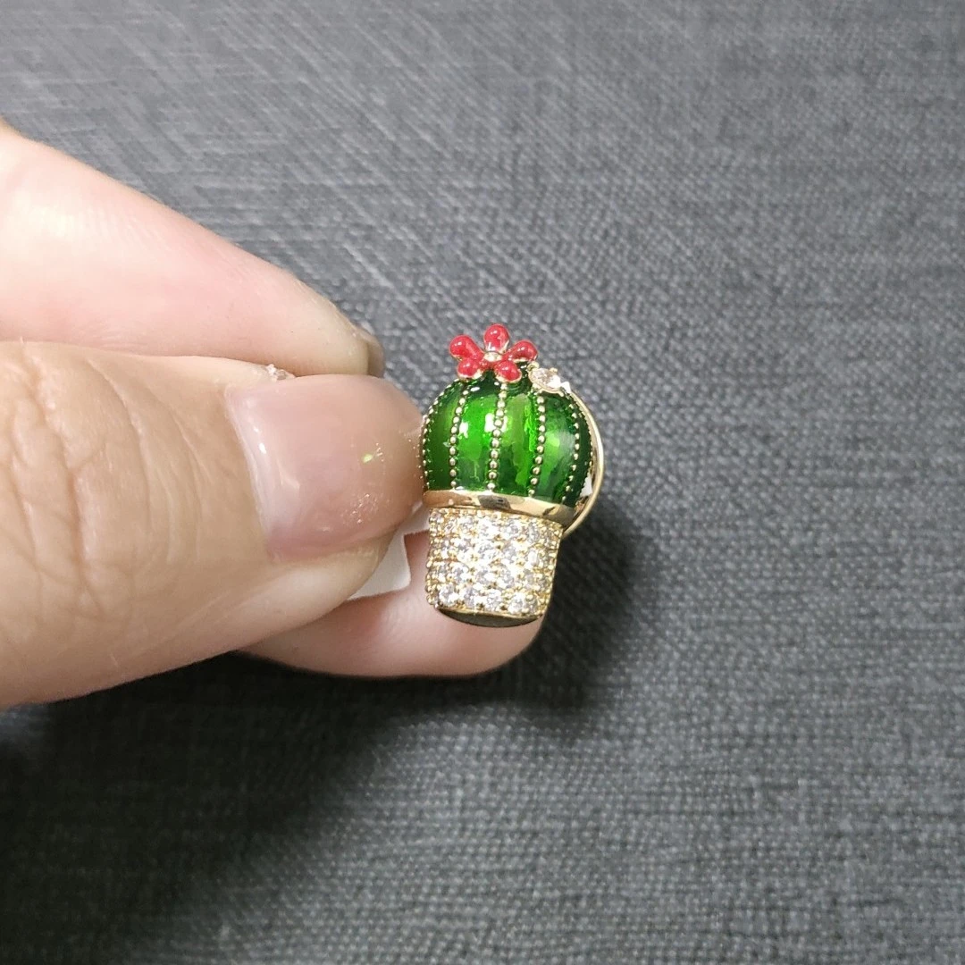 铜合金合成锆石胸针 MN261迷你仙人掌领针