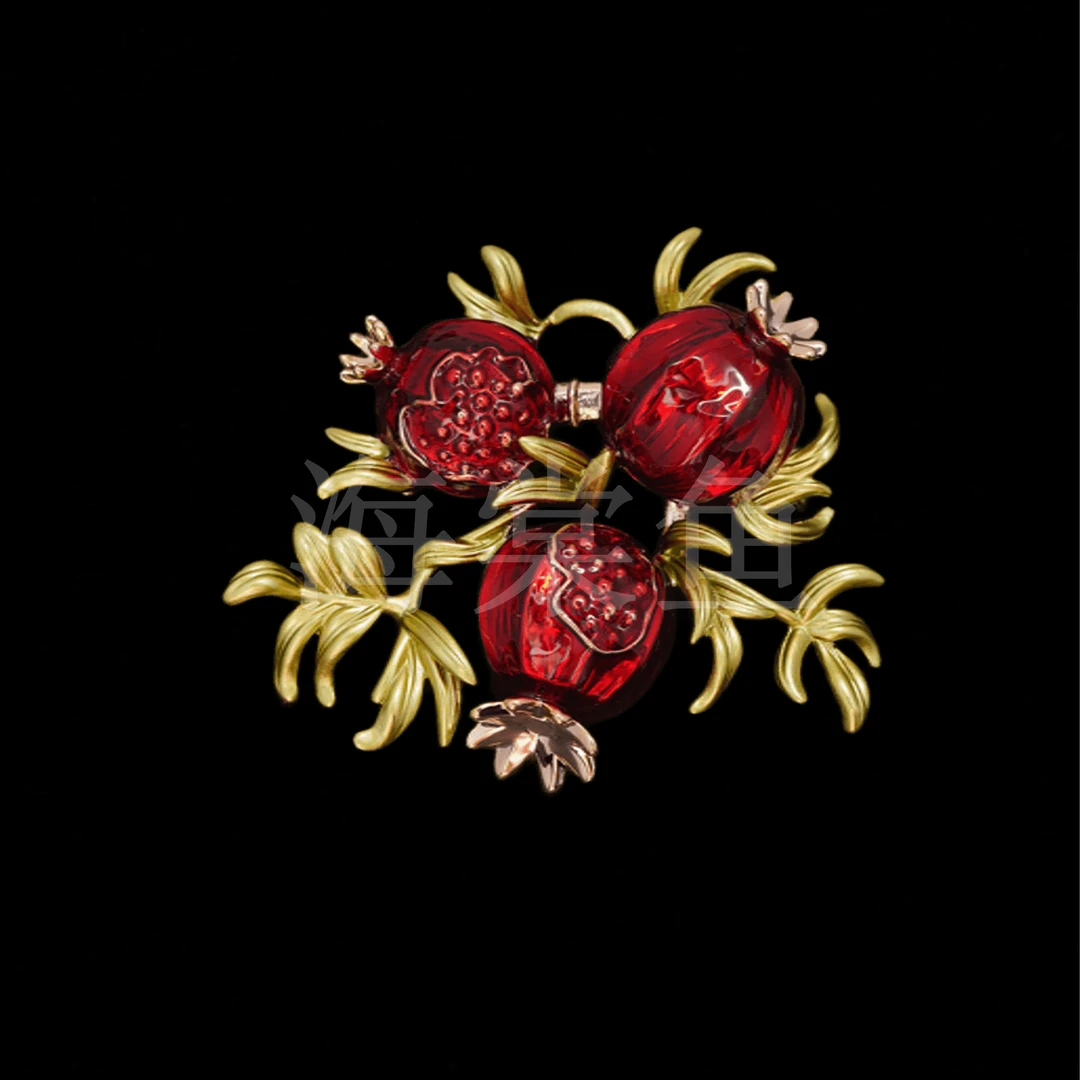 铜合金珐琅胸针 FL746红石榴胸针