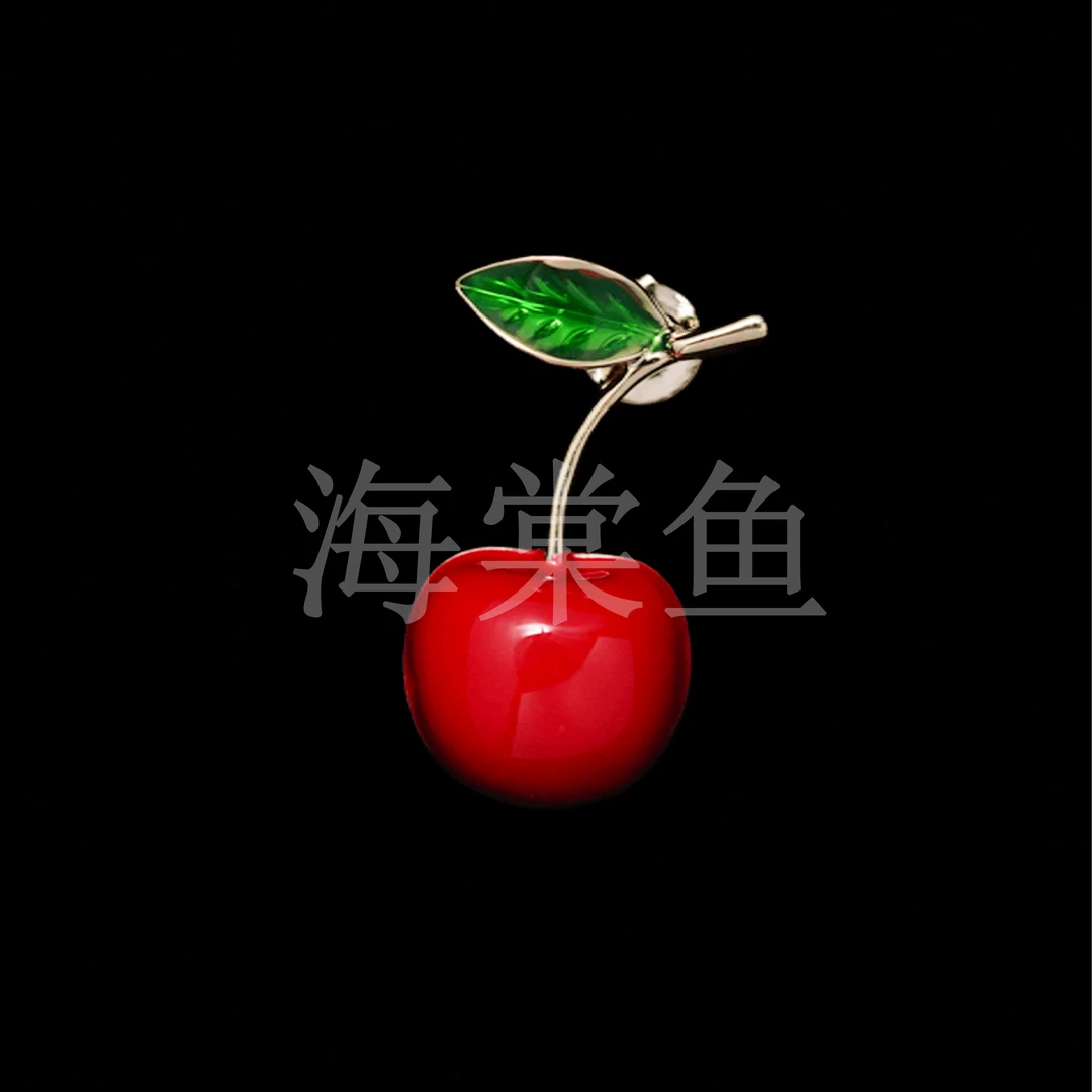 铜合金合成锆石胸针 MN007迷你苹果领针