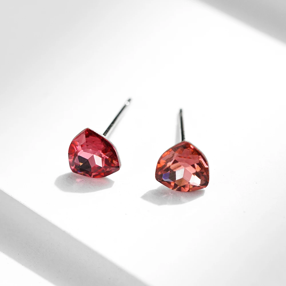 铜合金仿水晶耳饰 EH1087【施华洛】小号守护之盾.深粉香槟耳钉