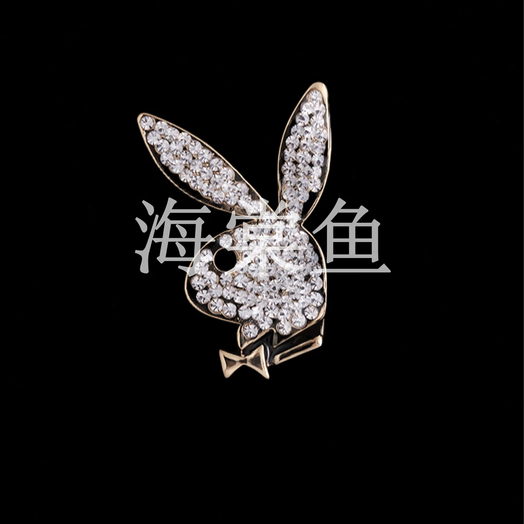 铜合金仿水晶胸针 HY2009绅士小白兔胸针