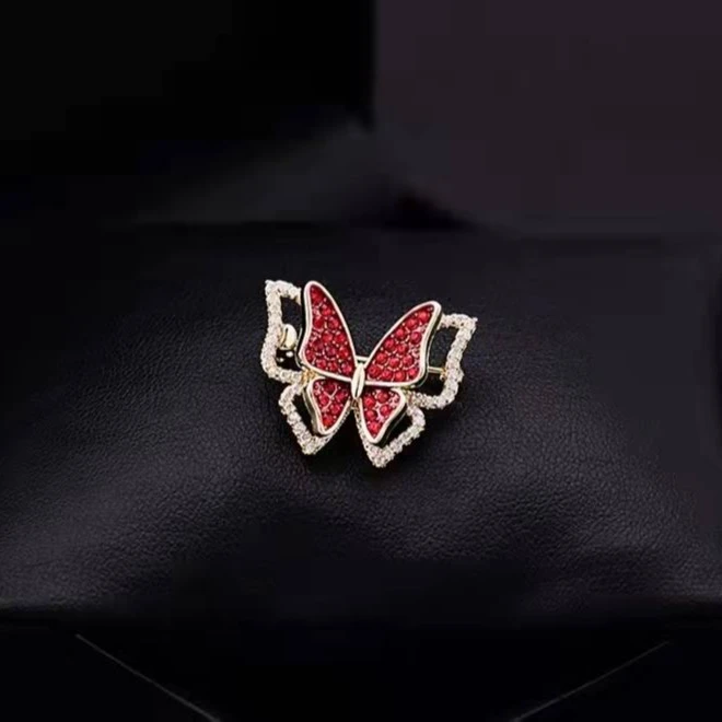 铜合金合成锆石胸针 MN248迷你娇艳梦蝶胸针