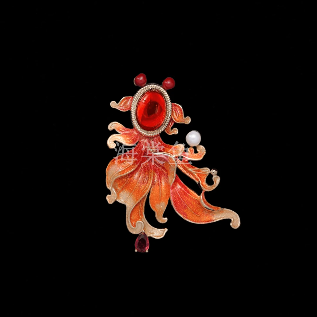 铜合金胸针 HY2093红金鱼胸针