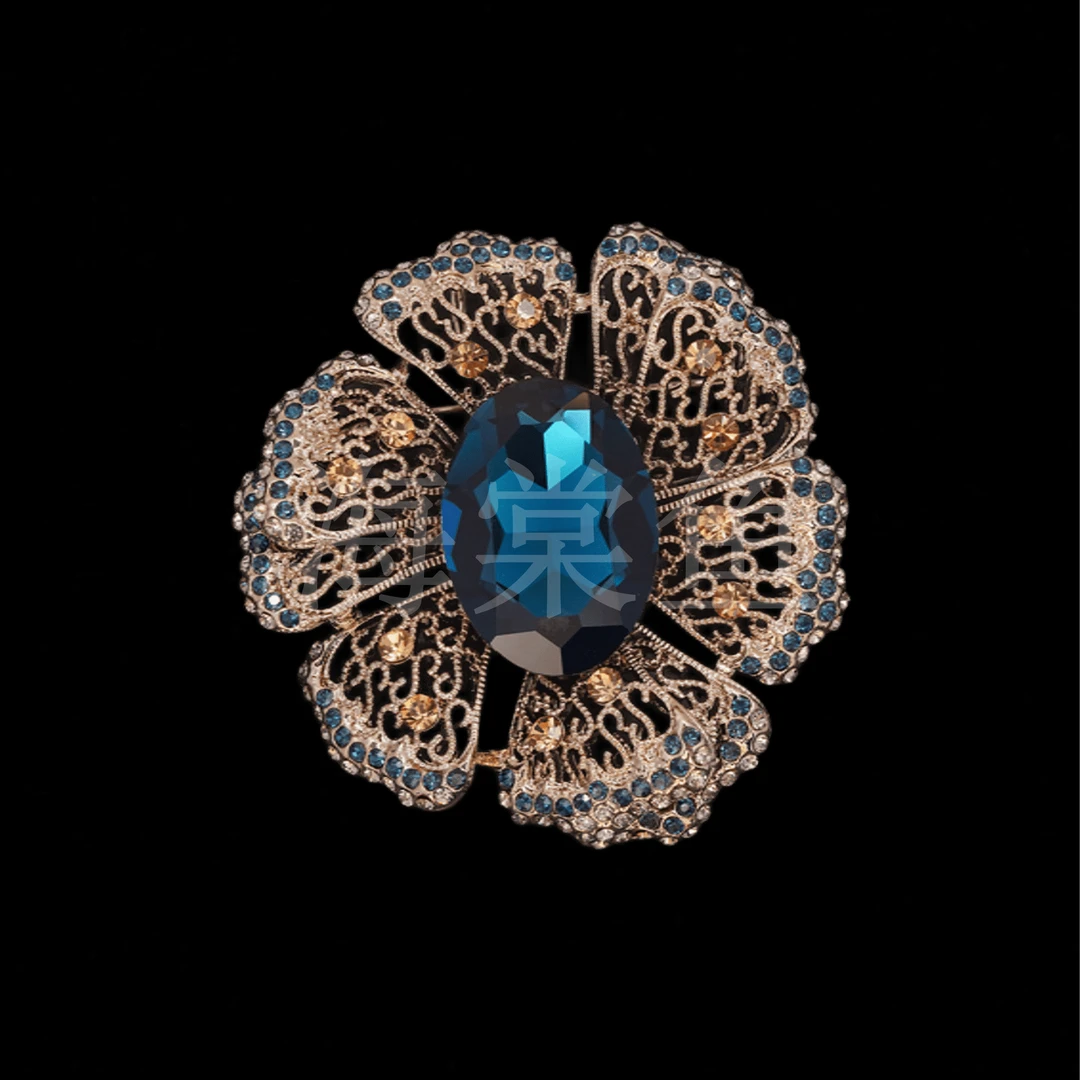 锌合金仿水晶胸针 HY1361精致幽兰宫廷胸针